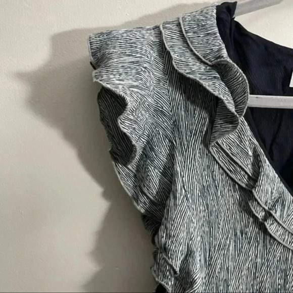 APIECE APART San Rafael Navy Print Ruffle Silk Dress 8 - Picture 6 of 8